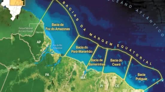 A Margem Equatorial Brasileira, onde se localiza a Bacia Potiguar, é considerada promissora, com potencial de até 10 bilhões de barris. - Divulgação