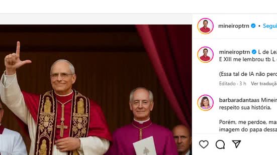 O símbolo é comumente associado ao presidente Luiz Inácio Lula da Silva (PT) - Print/Instagram