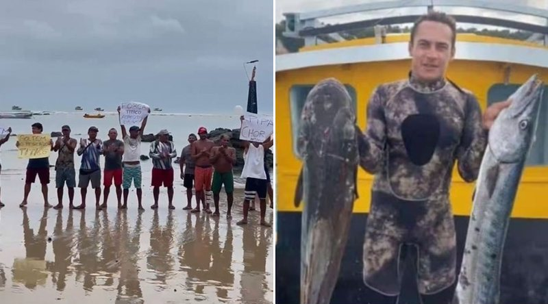 Moradores da Praia de Pipa, no litoral sul do Rio Grande do Norte, realizaram um protesto pacífico pedindo a libertação de "Titico" - Foto: Reprodução