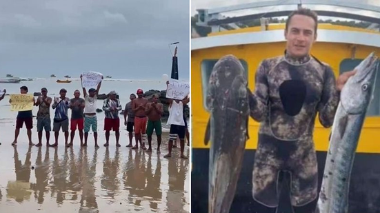 Moradores da Praia de Pipa, no litoral sul do Rio Grande do Norte, realizaram um protesto pacífico pedindo a libertação de "Titico" - Foto: Reprodução