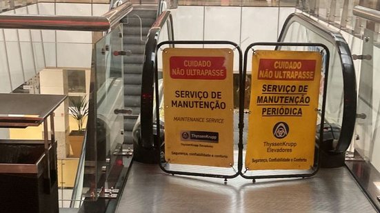 Escadas rolantes e elevadores paralisados durante o blackout causam confusão no Shopping Midway Mall em Natal - Reprodução