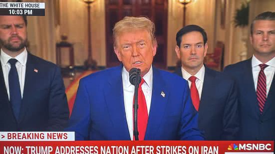 A ofensiva militar visa destruir a capacidade nuclear do Irã e é apoiada por Israel, segundo Trump. - Reprodução