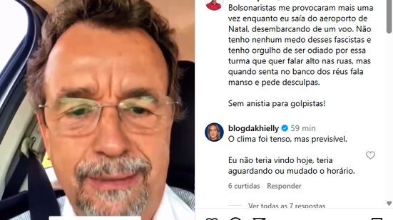Mineiro usou suas redes sociais para reclamar de bolsonaristas que o teriam hostilizado - Reprodução/Instagram