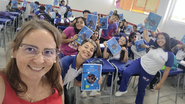 Professora Alice Dantas de Medeiros e seus alunos no Centro Estadual de Educação Profissional Professora Djanira Brasilino de Souza, na Zona Norte de Natal - Foto: arquivo pessoal