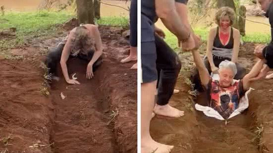 Entenda o que é o ritual de enterro vivo e como ele promete uma experiência de renascimento e conexão com a Mãe Terra. - Divulgação