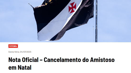 As expectativas para o amistoso entre Vasco e Montevideo Wanderers estavam altas. - Captura de tela/Reprodução site do Vasco