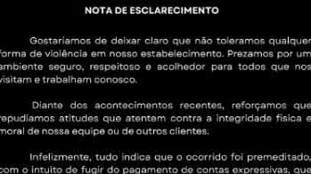 Nota oficial do bar destaca compromisso com a segurança e respeito aos clientes e funcionários após o incidente - Reprodução