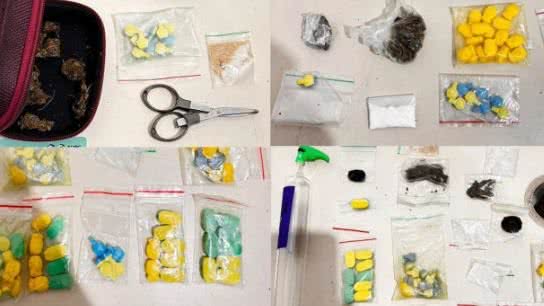 Durante a operação, a polícia apreendeu ecstasy, haxixe, maconha, cocaína e outras substâncias em uma festa clandestina. - Divulgação