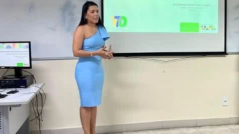 Ylmara Rampinelli, na ocasião como Diretora Presidente da EMGERN, durante abertura do Curso de Avaliação de Imóveis Públicos - Reprodução/Instagram EMGARN