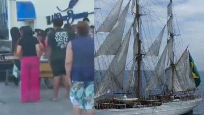 Centenas de visitantes se encantam com o Cisne Branco, símbolo da Marinha do Brasil, durante dia aberto no Porto de Natal. - Divulgação