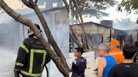 Corpo de Bombeiros atuou rapidamente para controlar as chamas e evitar maiores danos na comunidade carente de Natal. - Reprodução ViaCerta redes