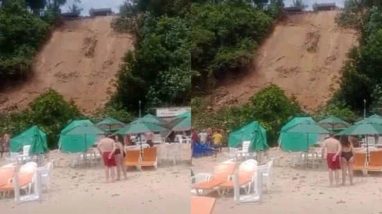 Imagem [VÍDEO] Deslizamento de terra atinge barracas em praia do litoral sul do RN