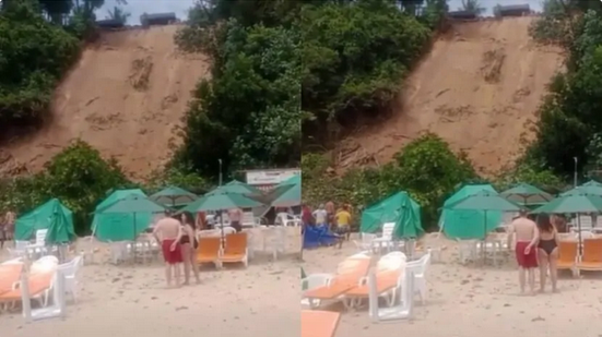 Defesa Civil interdita hotel e barracas após deslizamento em Tibau do Sul - Reprodução