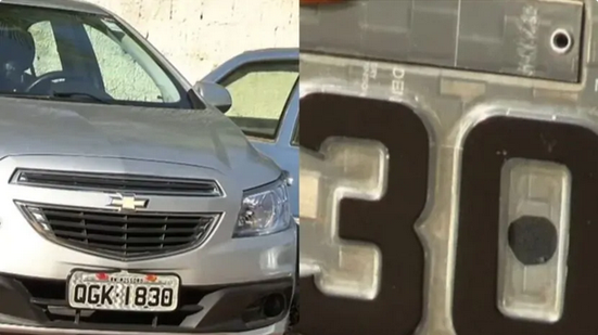 Idoso é preso por adulterar placa de carro com fita isolante - Reprodução