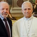 Primeira reunião entre os dois líderes desde a escolha do novo pontífice, que sucedeu o papa Francisco. - Foto: Divulgação/Ricardo Stuckert