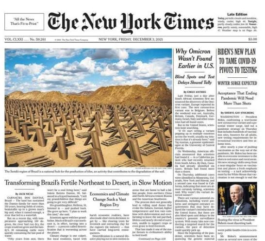 The New York Times destacou a desertificação no Seridó potiguar