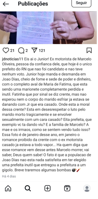 Print de uma das publicações. Foto: Divulgação/Polícia Civil do RN