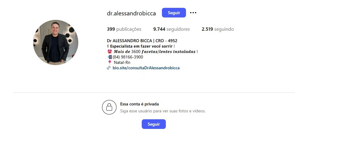 No Instagram, o perfil do agressor está trancado. Foto. Reprodução/internet