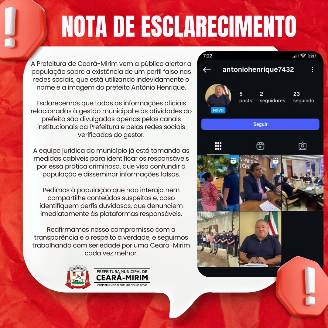 Nota da Prefeitura de Ceará-Mirim