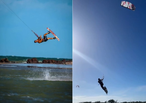 Momento em que o ex-deputado estava na prática de kitesurf, em Natal.