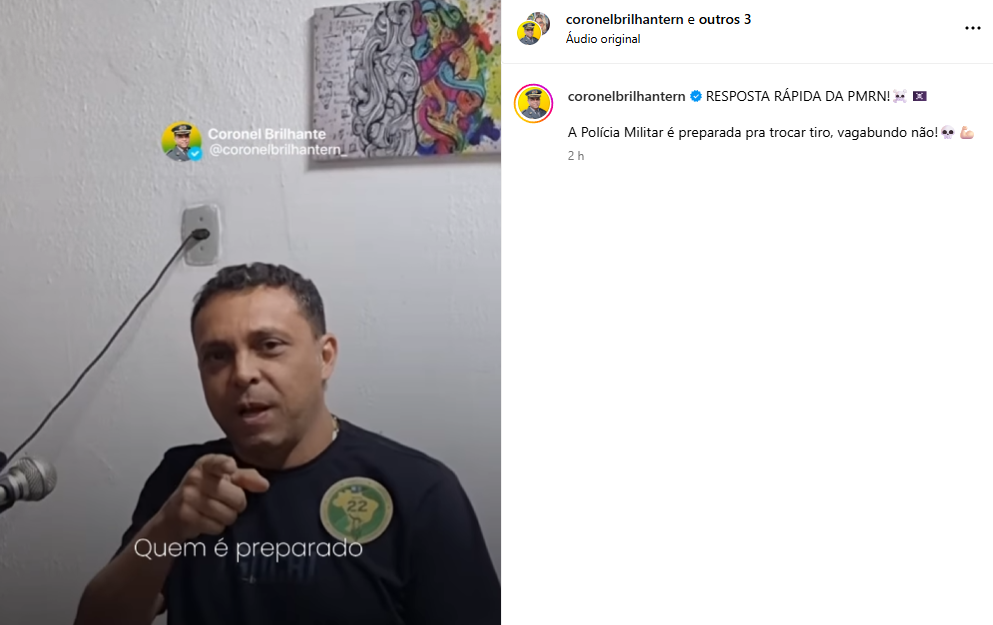 Print da publicação feita pelo Tenente Coronel. Foto: Reprodução