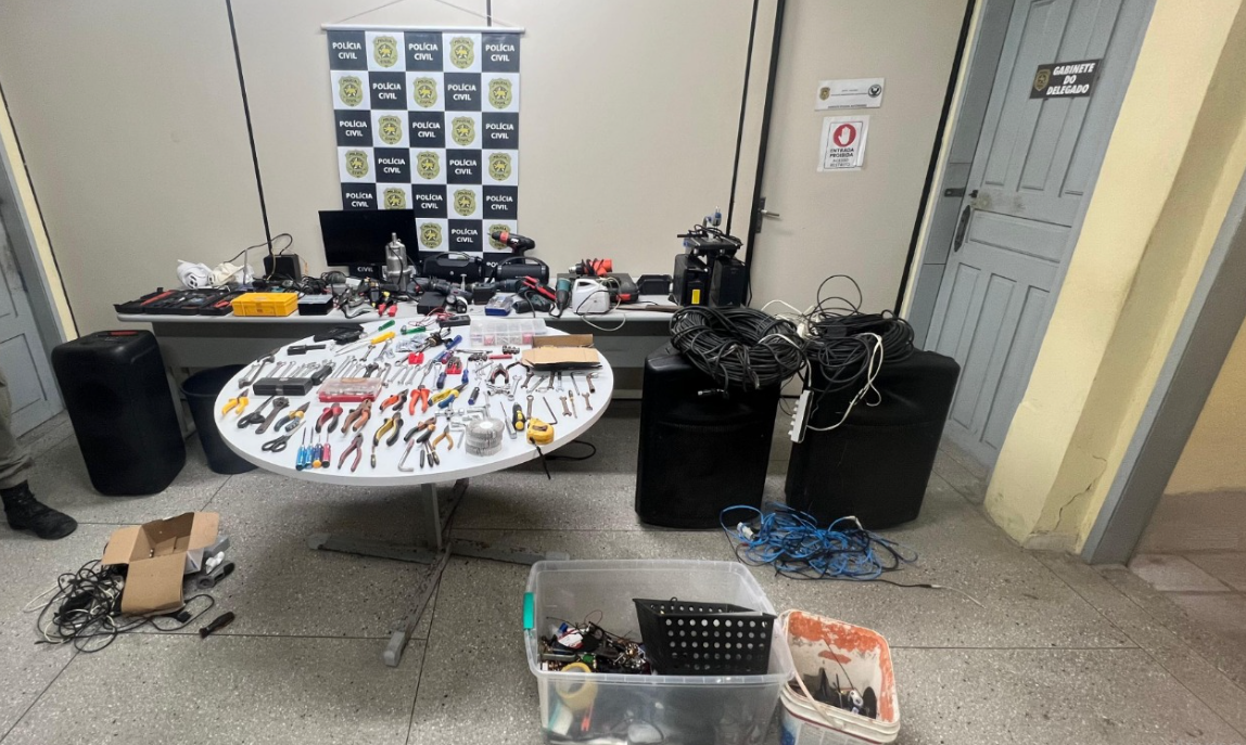Material apreendido pela polícia. Foto: Divulgação/Polícia Civil do RN
