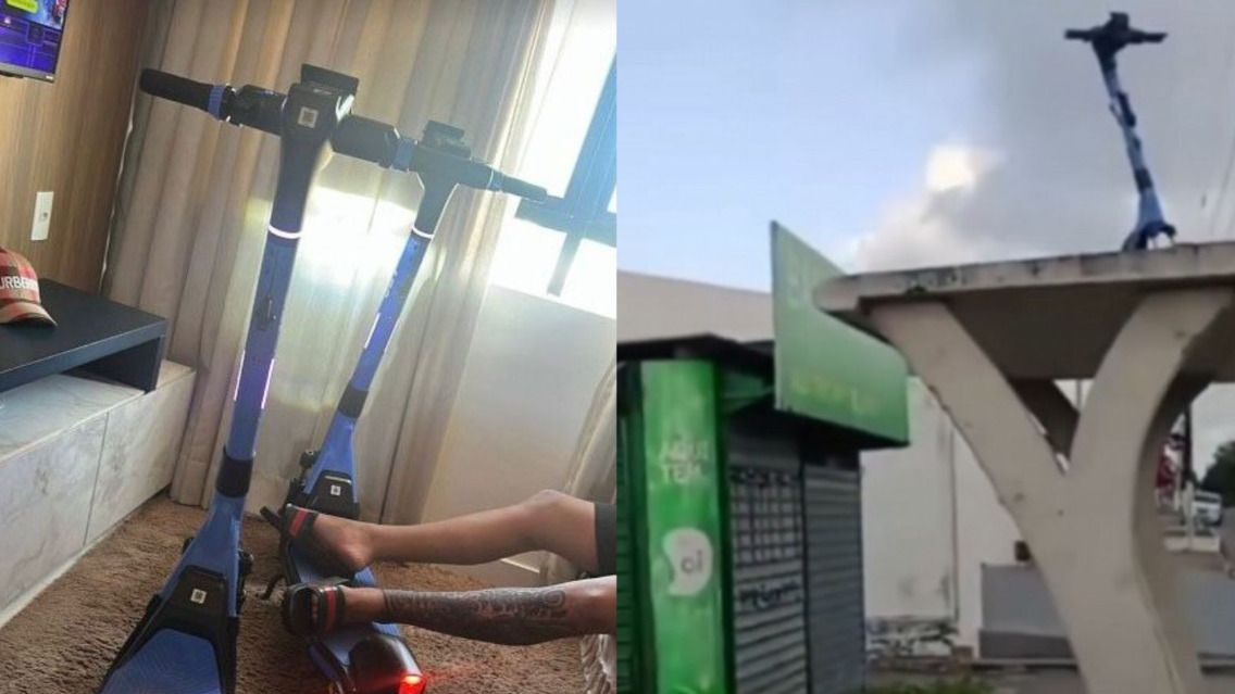 Casos de mal uso dos patinetes elétricos viralizam nas redes sociais com imagens que chocam pela audácia dos usuários.