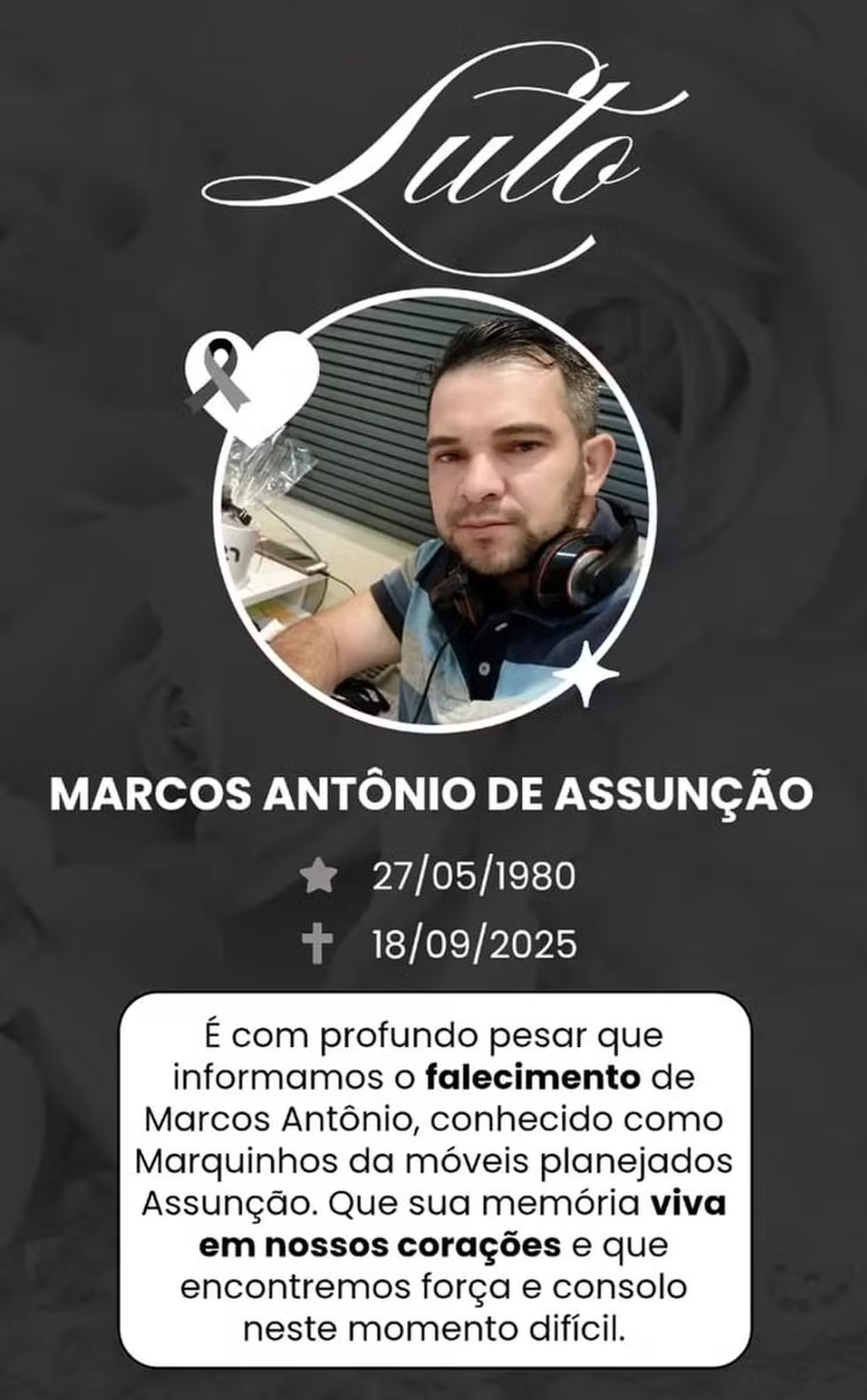 Empresa lamentou a morte de Marquinhos nas redes sociais