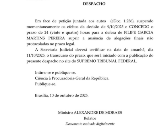 Decisão do ministro. Foto: Reprodução/Internet